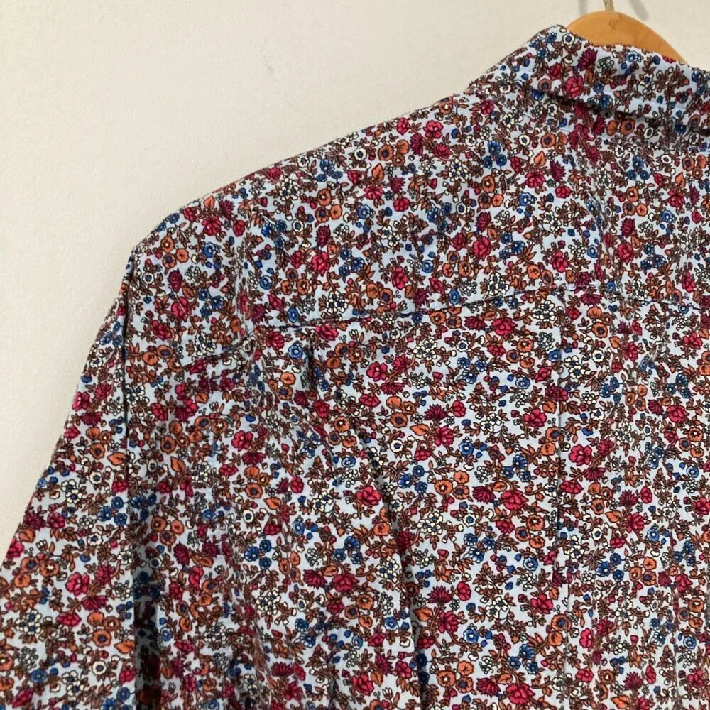 J Crew Shirt Mens‎ L Red White Floral Print LS Button Down All Over Print